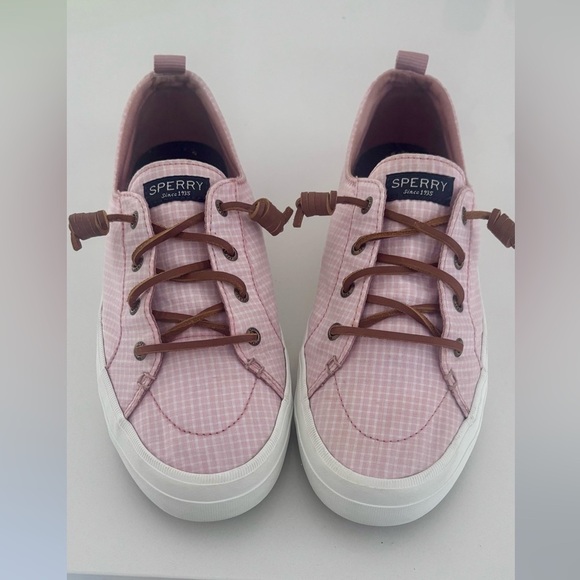 C- Sperry crest vibe Pink Plaid Sneakers size 9.5
Excellent condition - Picture 7 of 9